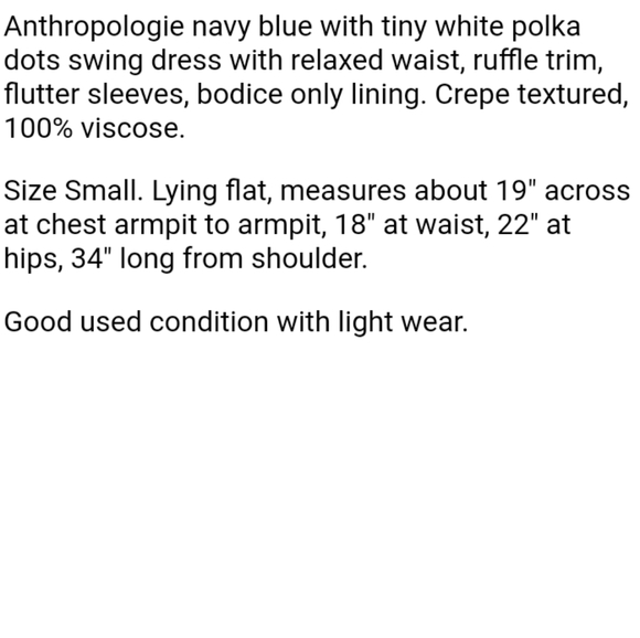ANTHROPOLOGIE Navy Pin Dot Tiered Dress small - Picture 12 of 12